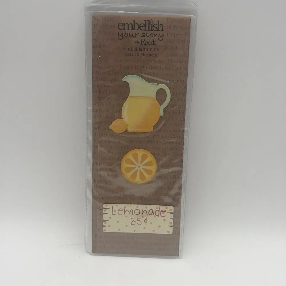 New Roeda Studio Embellish Your Story - #101339 Lemonade Magnets Set of 3